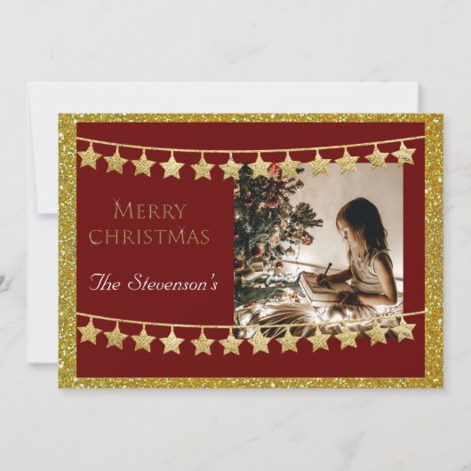 クリスマス スター ガーランド フォト 赤 名前 オーダーメイド (正面)