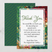 クリスマス スター フェスティブ レトロ 赤 緑 金 サンキューカード (正面/裏面)