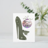 クリスマス・スティレットの靴とボーブル・アートの贈り物 シーズンポストカード (スタンド正面)