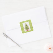 クリスマス ステッカー 赤い鉢植えのクリスマスツリー (封筒)