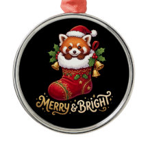 クリスマス・ストッキングのなかのレッサーパンダ Merry & Bright