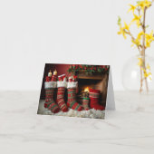 クリスマス・ストッキング カード (黄色い花)