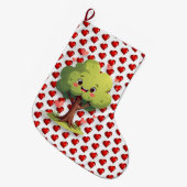 クリスマス ストッキング、ツリー 赤 ハート 愛 ラージクリスマスストッキング (正面 (吊り時))