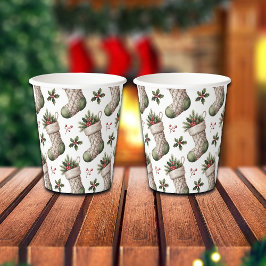 クリスマス ストッキング 冬の実 紙コップ