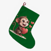 クリスマス ストッキング, 猿 赤いハート 愛 ラージクリスマスストッキング (正面 (吊り時))