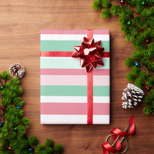 クリスマス ストライプ柄 ラッピングペーパー (クリスマスギフト)