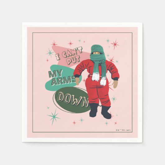 クリスマス・ストーリー – 腕が下がらない スタンダードカクテルナプキン (正面)