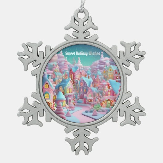 クリスマス スノーフレークピューターオーナメント (正面)