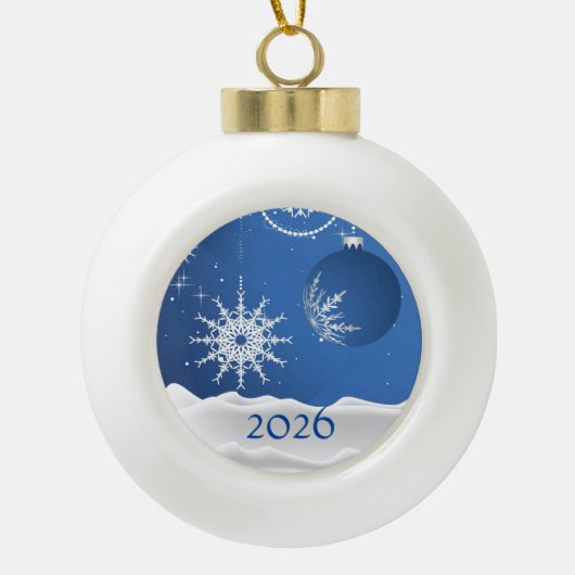 クリスマス スノーフレーク スノー オーナメント 2026 もしくは名前入り (正面)