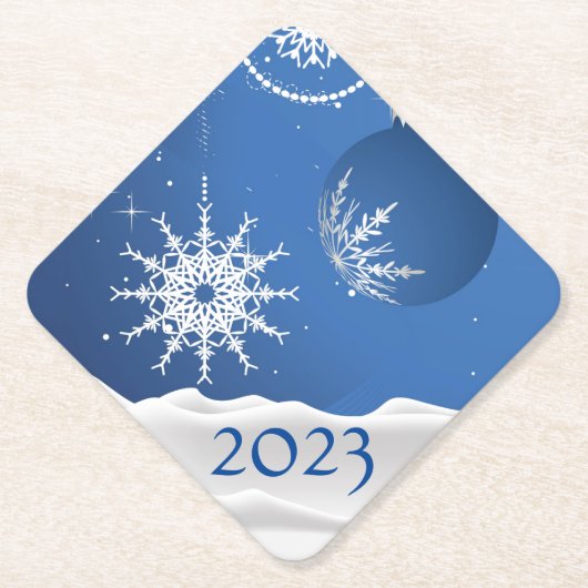 クリスマス スノーフレーク スノー コースター 2023 名前入り (正面)