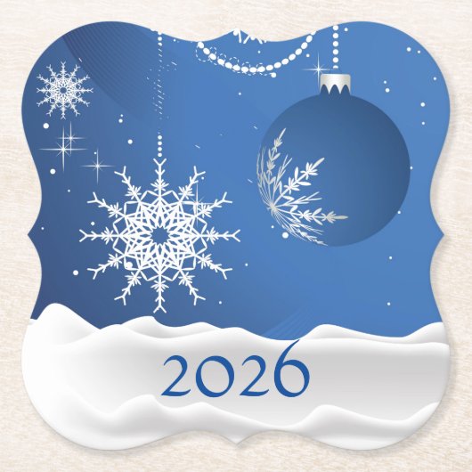クリスマス スノーフレーク スノー コースター 2026 名前入り (正面)
