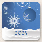 クリスマス スノーフレーク スノー プラスチック コースター 2025 (正面)