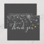 クリスマス スノーフレーク ビジネス エレガント スクリプト サンキューカード (正面/裏面)
