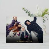 クリスマス スノーフレーク フォト スクリプト ゴールド 箔シーズンカード (立ち正面)