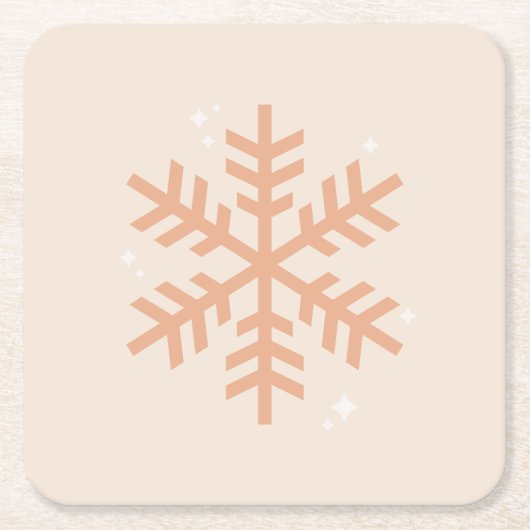 クリスマス スノーフレーク ベージュ スクエアペーパーコースター (正面)