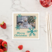 クリスマス スノーフレーク ホリデー フォト スタンダードカクテルナプキン (インサイチュ)