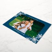 クリスマス スノーフレーク ラウンド コーナー フォト シルバー 箔シーズンカード (回転した状態)