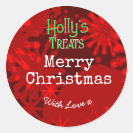 クリスマス スノーフレーク 赤ラベル ラウンドシール