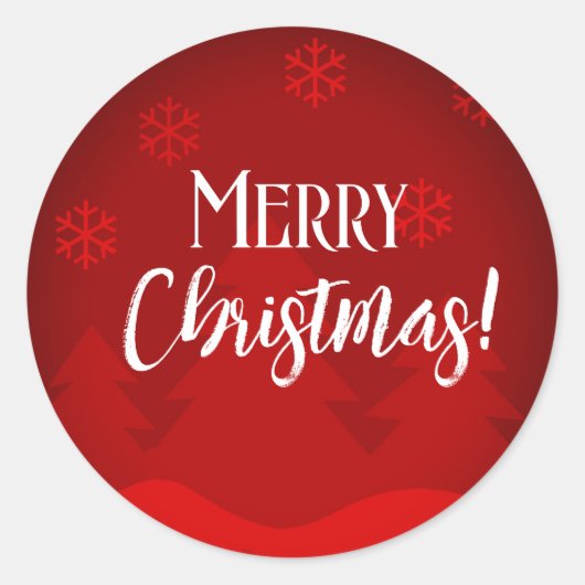 クリスマス スノーフレーク 赤ラベル ラウンドシール (正面)