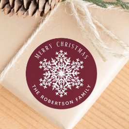 クリスマス スノーフレーク 赤 ホリデー ラウンドシール
