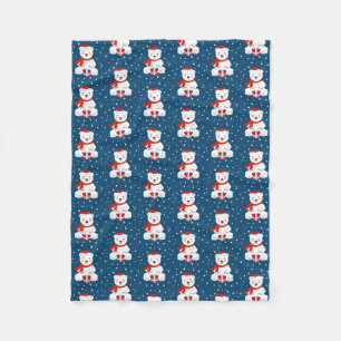 クリスマス・スノーベア フリースブランケット