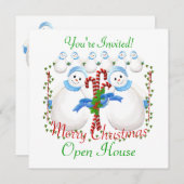 クリスマス スノーマン オープンハウス ご招待 招待状 (正面/裏面)