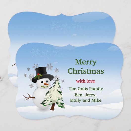 クリスマス スノーマン カード (正面/裏面)