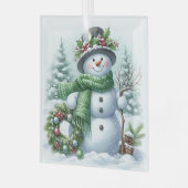 クリスマス スノーマン ガラスオーナメント (正面左)