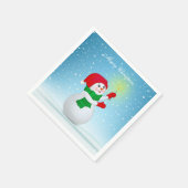 クリスマス・スノーマン スタンダードカクテルナプキン (角)
