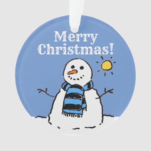 クリスマス スノーマン デザイン メリークリスマス オーナメント (正面)