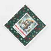 クリスマス スノーマン ナプキン カスタム可能 (コーナー)