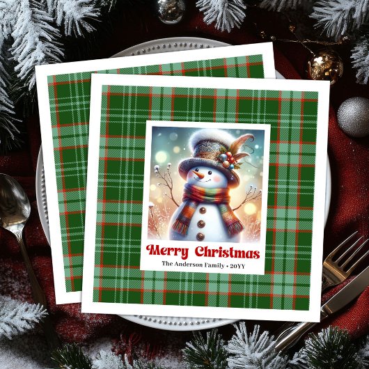 クリスマス スノーマン ナプキン プリント キッズ 