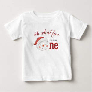 クリスマス+スノーマン+ファーストバースデー ベビーTシャツ