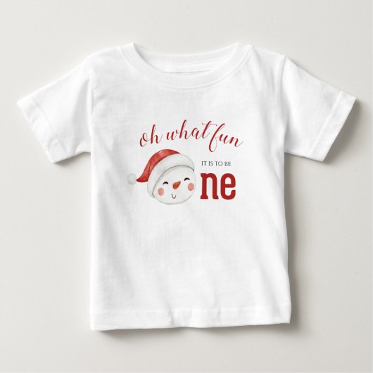 クリスマス+スノーマン+ファーストバースデー ベビーTシャツ (正面)
