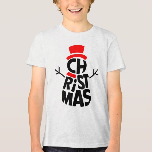 クリスマス スノーマン ワードアート トライブレンドTシャツ (正面)