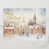 クリスマス スノー ウィンター ワンダーランド 風景 箔シーズンポストカード (正面)