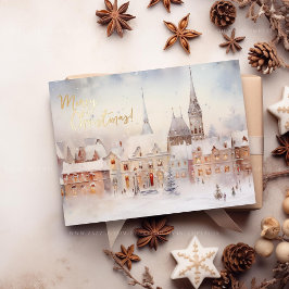 クリスマス スノー ウィンター ワンダーランド 風景 箔シーズンポストカード