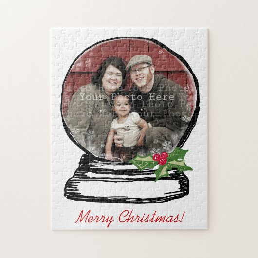 クリスマス·スノー·グローブ·フォト ジグソーパズル (縦)