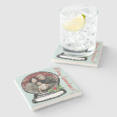 クリスマス·スノー·グローブ·フォト ストーンコースター (横)