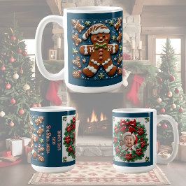 クリスマス+スノー+ジンジャーマン+カスタマイズ可能 コーヒーマグカップ