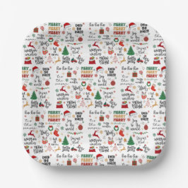 クリスマス・スピリット・ホリデー引用文&陽気なグラフィック ペーパープレート