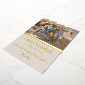 クリスマス スペイン家族写真 ゴールド 箔シーズンカード (回転した状態)