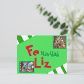 クリスマス スペイン風 フォトグリーティングカード ホリデー ポストカード (スタンド正面)