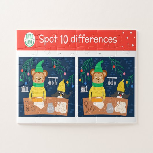 クリスマス スポット 10の違い クマ ペンギン 子ども ジグソーパズル (横)