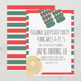 クリスマス・スリープオーバー・パジャマ・パンケーキ・誕生日 招待状
