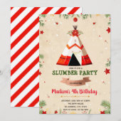 クリスマス スリープオーバー パーティー 誕生日 招待状 (正面/裏面)
