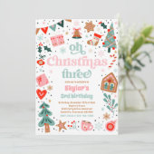 クリスマス・スリー・クリスマス 3歳の誕生日パーティー 招待状 (スタンド正面)