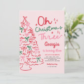 クリスマス・スリー・コケッティ 3歳の誕生日 招待状 (スタンド正面)