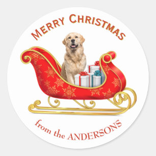 クリスマス スレッジ ゴールデン レトリバー 犬 ラウンドシール