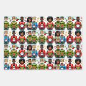 クリスマス・スワおもしろいイターを着ている人たち ラッピングペーパーシート (正面2)